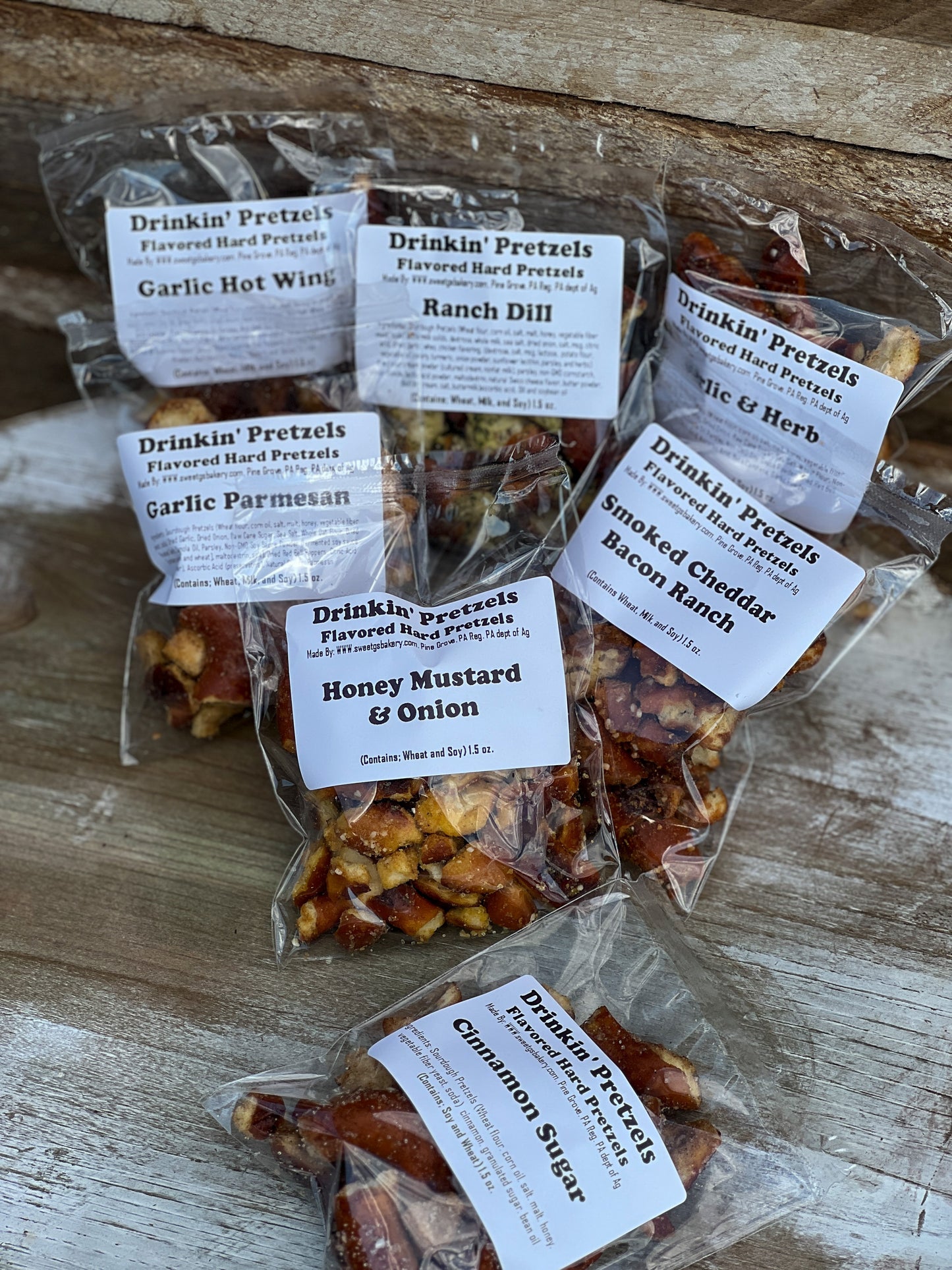 Flavored Hard Pretzels Party Box Assortment (100-1.5oz Bags)