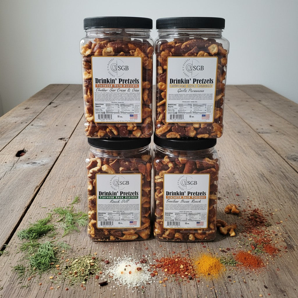 Wholesale - Canisters of Flavored Sourdough Pretzels & Cheese Balls