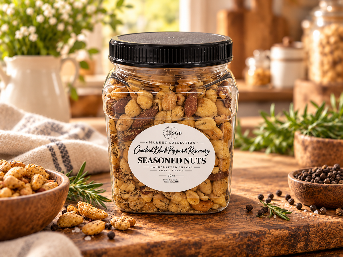 Cracked Black Pepper & Rosemary Seasoned Nuts