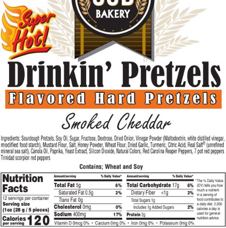 Flavored Hard Pretzels SUPER HOT Smoked Cheddar