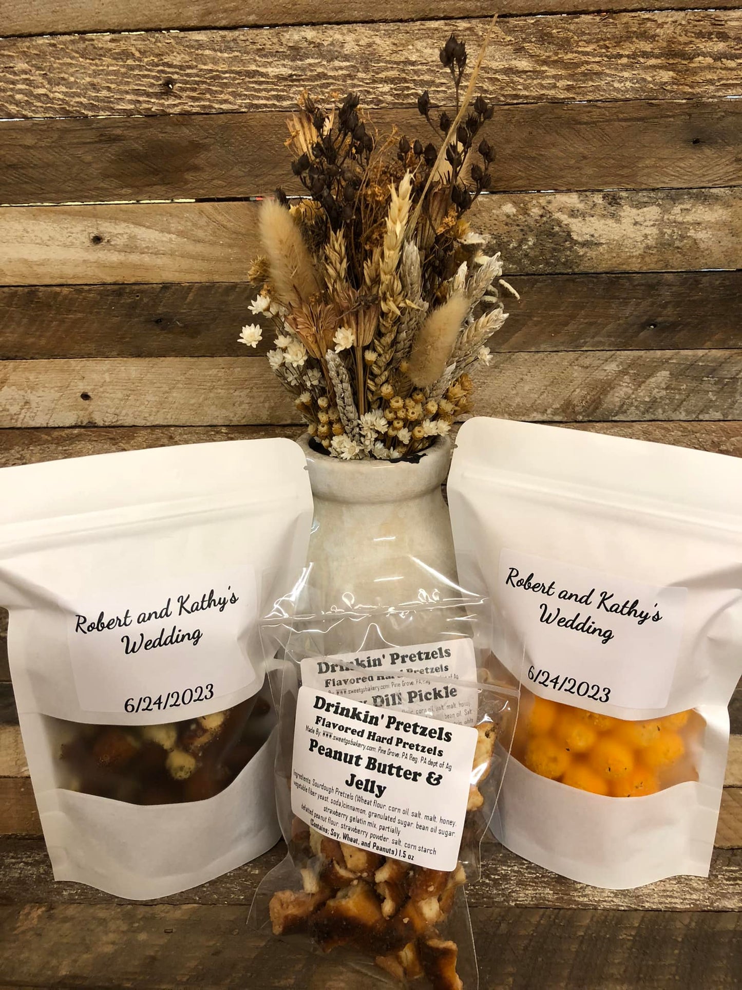 Wedding Favor Flavored Pretzel w/o Name Label